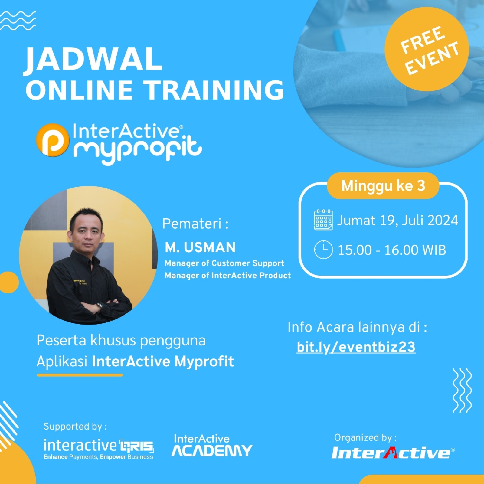 Jadwal Online Training InterActive MyProfit, QRIS, Daftar QRIS